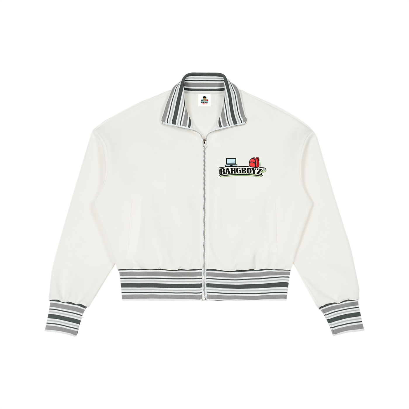 BahgBoyz™💻🎒 Striped Rib Collar Zip Jacket